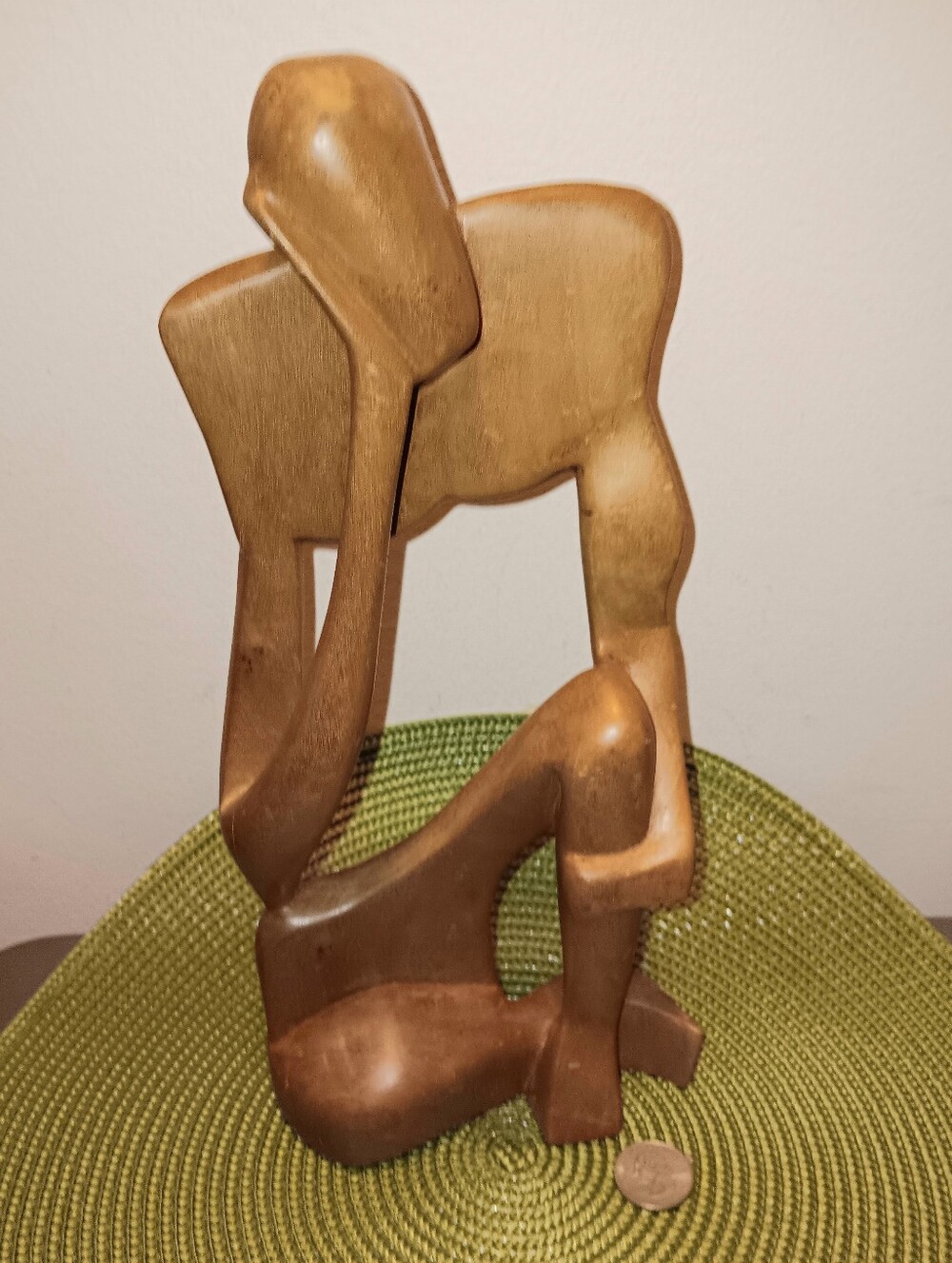 Vintage Hand Carved Wood Abstract "Thinking Man" Sculpture/Figurine